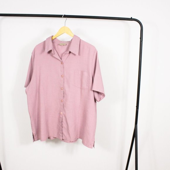 *Haggar Pink Button Up Bowling Shirt - Picture 4 of 7